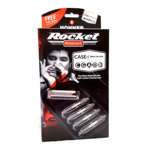 Hohner case of five Rocket harmonicas